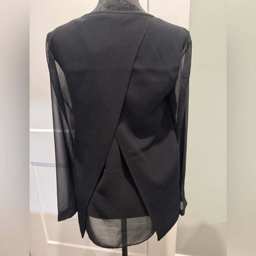 Rag & Bone Part Sheer Long Sleeve Open Back Black - image 3